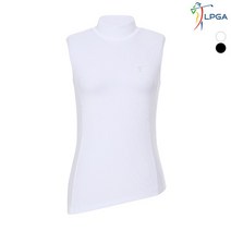[LPGA골프웨어] 여P 골조직 좌우비대칭 하이넥 슬리브리스(L192T