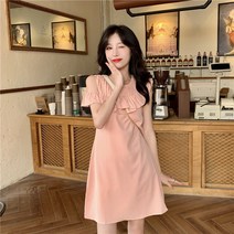언발 네크라인 프릴 플리츠 여성 민소매 여름 원피스