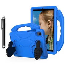 갤럭시 탭 A8 전용 EVA폼 안전 거치대 손잡이 케이스 + 터치펜 SM-X200 SM-X205, BLUE