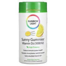 Rainbow Light (레인보우 라이트) Sunny Gummies 비타민D3 레몬 맛 1 000IU 구미젤리 옵션확인필수, 1000 IU, 50 개