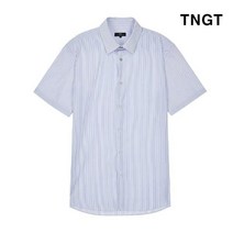 TNGT 95 사이즈 블루 스트라이프 면혼방 반팔캐주얼셔츠