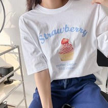 퍼니걸스 6320 박시핏 라운드 나염 프린팅 반팔 티셔츠