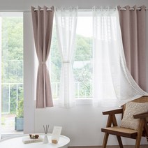 까르데코 어슈어100%암막+코코체크레이스 창문커튼 4장