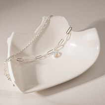 쥬넬 Silver925 오로라 하트 레이어드 두줄 체인 팔찌