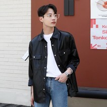 페르 레더 세미 오버핏 남방 자켓