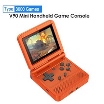 추억의게임 레트로게임기 오락실게임기 POWKIDDY V90 레트로 플립 핸드 헬드 게임 플레이어 30 인치 IPS 콘, 01 3000 Gmes Type