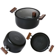 [KT알파쇼핑]눌러붙지않는 티타늄코팅 인덕션 겸용 양수냄비 20cm, 상세페이지참조, 우드냄비 20양수_9067