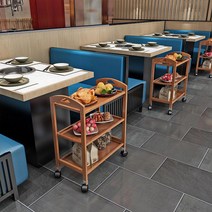 DAIT 주방 식당 이동식카트 원목 가게 서빙 3단 트롤리, 1개, 옵션2