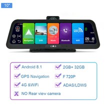 차량용 후방카메라 거치형 네비게이션 10 인치 4g 안드로이드 8.1 2gb + 32gb adas 자동차 dvr 듀얼 렌즈 대시 보드 카메라 비디오 레코더 1080p 원격 캠, 32GB 카드로, 후면 카메라 없음