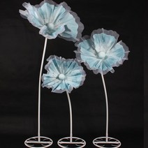 초대형 꽃 3종 세트 페이퍼 자이언트 플라워 종이, 파란색 원사 3종 세트  폴 베이스 포함