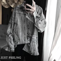 JUST FEEL!NG 남성 셔츠 긴팔 루즈핏 빅사이즈 직장 오피스룩 남방 스트라이프 멋진 데이트룩 트렌디