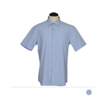 고방체크 블루 반팔 셔츠