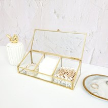 마이글로우 골드 유리보석함 빈티지보관함 앤틱 미니 3칸 보석함, 1개