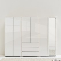 스칸디무드 컬러버 원룸 미니 3단서랍 전신거울 옷장 세트 2400, 화이트