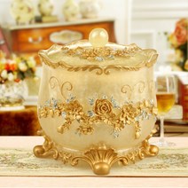 북유럽 휴지통 가정용 골드 엔틱 쓰레기통 거실 침실 호텔 까페 인테리어, I(뚜껑 있는)