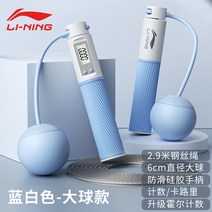 자동 노라인 안꼬이는 여성 유산소 무소음 카운트줄남기 홈트 구슬 체지방태우기 실내, 블루화이트빅볼(6cm빅볼/2.9m와이어/미끄럼방지핸들)