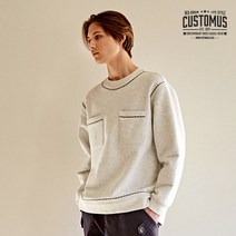 커스텀어스 커스텀어스 호시자수 프레피 오버핏맨투맨(백염멜란지)