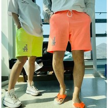 남녀공용 데일리 형광 스카치 5부쭈리 밴딩 반바지 5COLOR