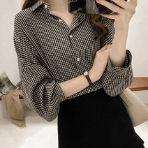 가오리핏 귀여운 여성 스타일 잔 패턴 예쁜 셔츠