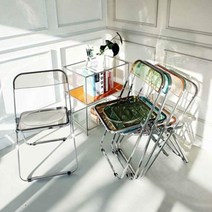 플리아 투명의자 카페의자 플라스틱 접이식 아크릴 디자인의자, 옐로우