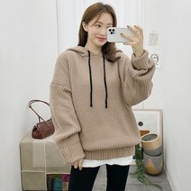 갠소 박시 후드 니트티