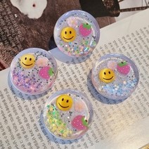 스마일그립톡 반짝이 글리터 스마트폰 핸드폰 거치대 핑거그립, 핑크