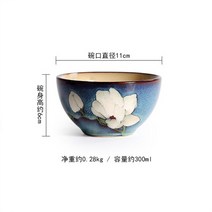 면기 라멘 그릇 우동 라면 일본 목련 손으로 그린 ​​세라믹 딥 플레이트 수프 쌀국수 식기 홈 주방 세라믹 세트, 4.5인치 그릇