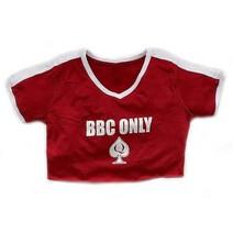 SpadesCastle BBC Only 크롭 브이넥 링거 QoS 심볼 포함 레드-화이트., Red-white