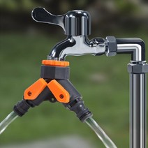 양갈래수도꼭지 2구 두갈래 수도꼭지 수전 수도분배기, 일자형 호스연결소켓Y