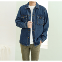 데일리 오버핏 버튼 포인트 남성 청자켓 진청