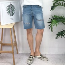 베로핏 남자 여름 칼구제 컷팅 청반바지