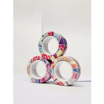 스트레스안화 안정 링 피젯 큐브 핑거 손가락 마그네틱 다채로운 장난감 세트 3 개 성인 자석 스피너 스트레스 불안 완화 치료, [05] Strawberry Graffiti