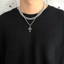 ANUSAMSA 실버 체인 써지컬 패션 목걸이