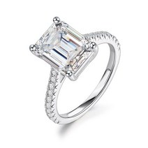 ATTAGEMS-925 스털링 실버 모이사나이트 반지 Emearld 컷 3.0CT VVS D 컬러 여성을 위한 다이아몬드 테스트 통과 우아한