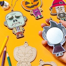 할로윈 나무 손거울 만들기 재료 색칠 초등 집콕놀이, 호박