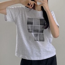 [유니크/힙해요!] 스트릿 무드 세미크롭 오션 비치 포토 흑백 프린팅 반팔 티셔츠]오션스반크롭