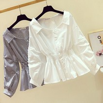 BAZA 허리라인 V넥 블라우스 2종 S- 2XL