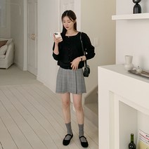 로티베 뒷밴딩 체크 미니 스커트 68852 빅사이즈 여성의류