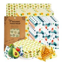 재사용 가능한 밀랍 랩 - 9팩 식품용 밀랍 랩 친환경 밀랍 식품 랩 빵 샌드위치 포장지 - 유기농 지속 가능 생분해성 폐기물 없음 플라스틱 프리 식품 보관 5S