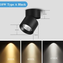 네온사인 주문제작 led 라인조명 오로라 조명 천장등 방등 Led downlight 천장 스포트 라이트 220v 510152535w 표면 마운트 다운 라이트 스폿 램프 거실, 10w를 입력, 콜드 화이트 6500k, 흑체