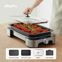 냄새안나는불판 바베큐 통돌이 삼겹살 연기없는 전기 에어그릴 생선 꼬치구이 기계 가정용, 오로라 실버(더블 디스크)