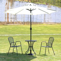 하늘창 둥근망 야외테이블세트 2/4인용 블랙세트 철제 철망 아웃도어 카페테라스 펜션, 둥근망2인세트-2단파라솔270-커피+베이스