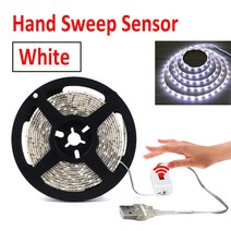 DC 5V 램프 USB 모션 LED 백라이트 LED TV 주방 LED 스트립 손 스윕 흔들며 센서 빛 다이오드 조명 방수, With Sensor White, 1m