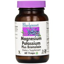 블루보넷 마그네슘 포타슘 플러스 브로멜라인 브이캡 글루텐 프리 비건, 60개입, 1개