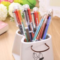 볼펜 블랙레드 다용도 펜 g길이조절 컬러 학생용 오색 다색펜 유성펜 6, T01-(6색-투명 타입)2개수납-Q22