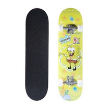 페니보드 스케이트보드 초보자 주니어 더블보딩 액션 브러쉬 스트리트 전문 4륜 숏보드 남녀공용 킥보드, 3108 라지 (오목판), 스폰지밥