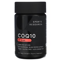 스포츠 리서치 CoQ10 바이오페린이 함유된 USP 등급 100mg 120가지 야채 소프트겔, 30 Count