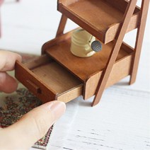 우드제작 미니 3단 데코 선반 오픈 서랍장 미니어쳐 카페 작은집꾸미기 아들방인테리어 서재