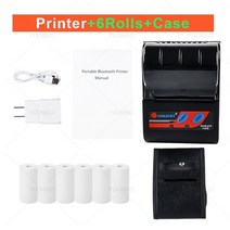 택배송장프린터 라벨기 휴대용프린터 goojprt 58mm 미니 열 휴대용 블루투스 무선, 6 롤 케이스 추가, 우리 플러그