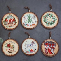 크리스마스그림 프린팅 원형 냄비받침 손님초대요리 티팟받침 에어프라이어 주방벽인테리어 아름다운주방, (B_트리)